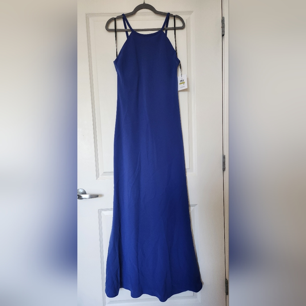 Calvin Klein Blue Halter Neck Gown Dress Sz 14 $138